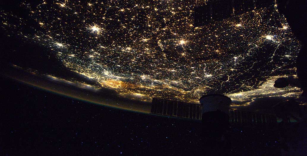 Europe’s night lighting as captured by European Space Agency astronaut Thomas Pesquet. Image : ESA