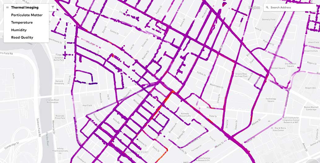 The City Scanner project obtained weather and air quality data from sensors fixed to garbage trucks in Cambridge, Massachusetts. Image: SENSEable Cities Lab