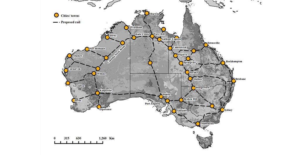 Alfred Griffiths' proposal for a ring of 17 cities inland from Australia’s coast.