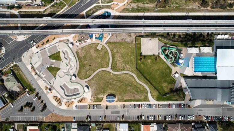 New park and skating facilities at Noble Park station precinct. Photo: Peter Bennetts Photography