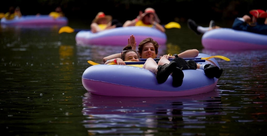 The 'Inflatable Regatta' lets you float or paddle along the wide Yarra, close to the cool water. Enjoy with a friend if you like!