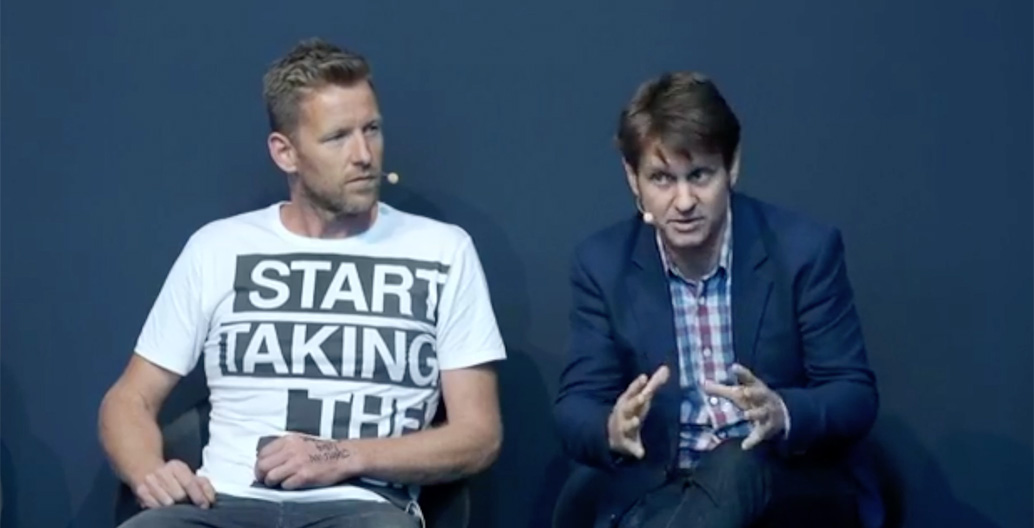 Craig Reucassel (R) and Joost Bakker talk toxic cities.