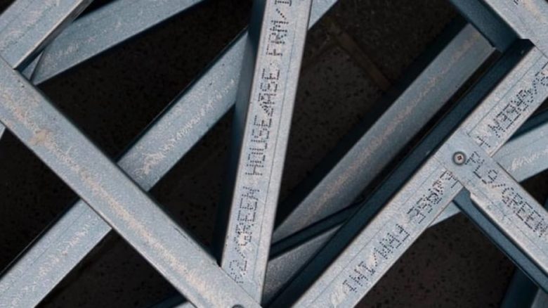 Framing detail for the first zero-waste Greenhouse in Federation Square. Photo courtesy Joost Bakker