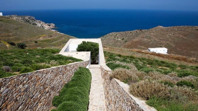The 'gardens' of Doxiadis+ Estate on a pristine island, Skyros, Greece, utilises local vegetation.