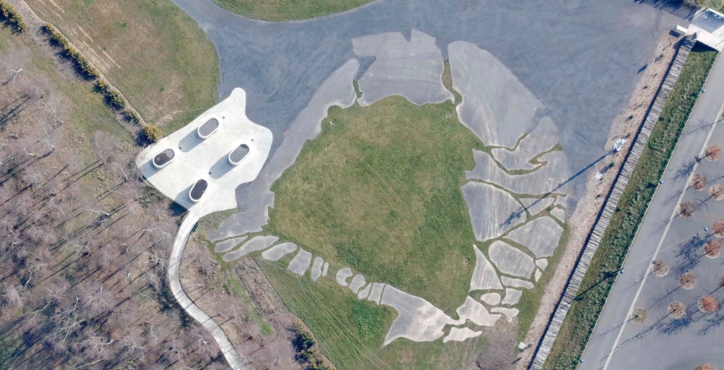 Aerial image of Park Louvre Lens Arts France by Paris-based design firm Mosbach Paysagistes.