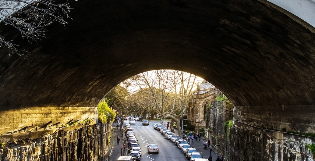 Sydney was created as a dense urban environment perfect for walking, which can still be experienced in suburbs like the Rocks, although carparking flanks all available streets. Photo: Fiona Smallwood