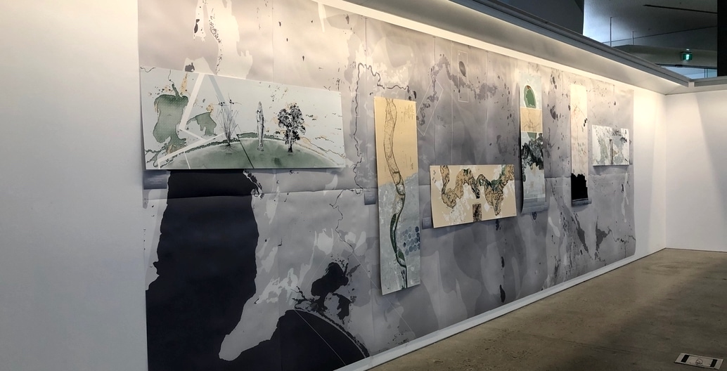 WaterLore west wall: the Millewa-Murray and Barka-Darling Rivers
