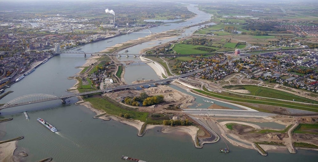 A Room for the River project. 'After' image of Waal river at Nijmegen. Photo: Johan Roerink