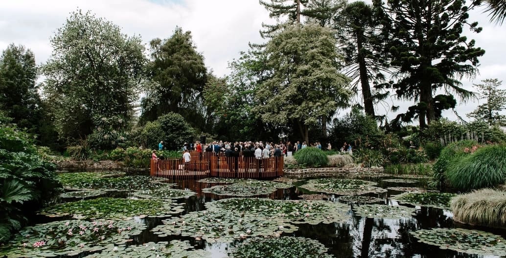 Visitors enjoy an urban nature-based tourism experience on The Lily Pads viewing platform at the Royal Tasmanian Botanical Gardens, Hobart. Photo: Sophie Sullivan