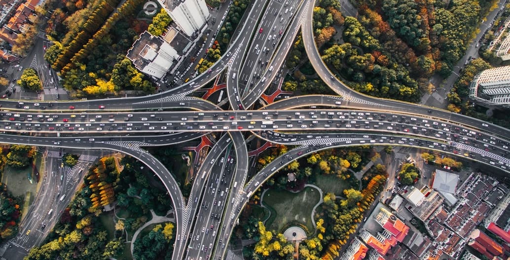 Green Infrastructure shares space beneath road infrastructure in the congested urban realm of Shanghai, China. Photo: Denys Nevozhai