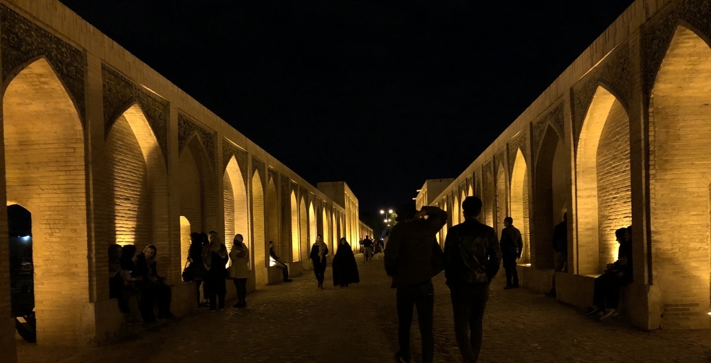 Isfahan’s Khaju Bridge serves multiple uses as transport infrastructure and vital social infrastructure. Photo: Tahj Rosmarin