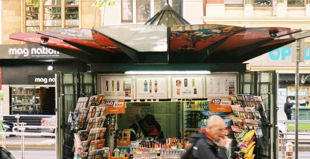 Award-winning City of Melbourne newstands were part of the suite of urban infrastructure designed by Ian Dryden for the city's streets. Photo: Jimi Connor