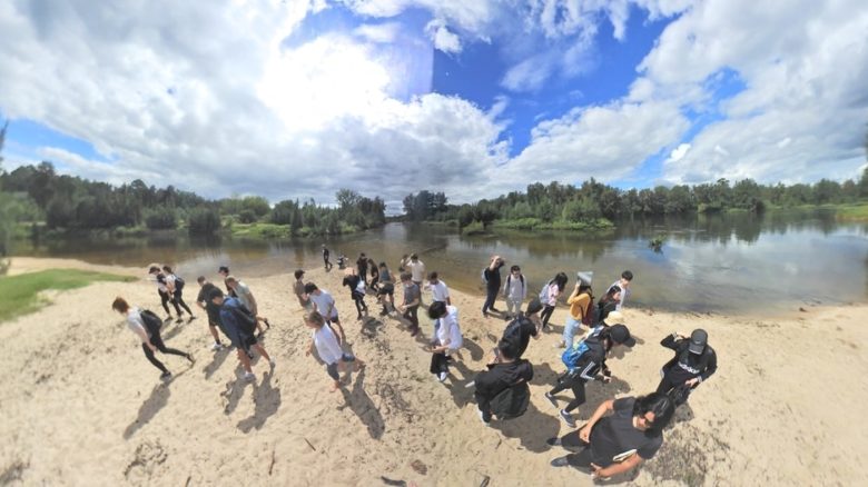 Students at the junction (Yarramundi) where Grose River meets the Hawkesbury-Nepean. Photo: James Melsom, senior lecturer, landscape, UTS