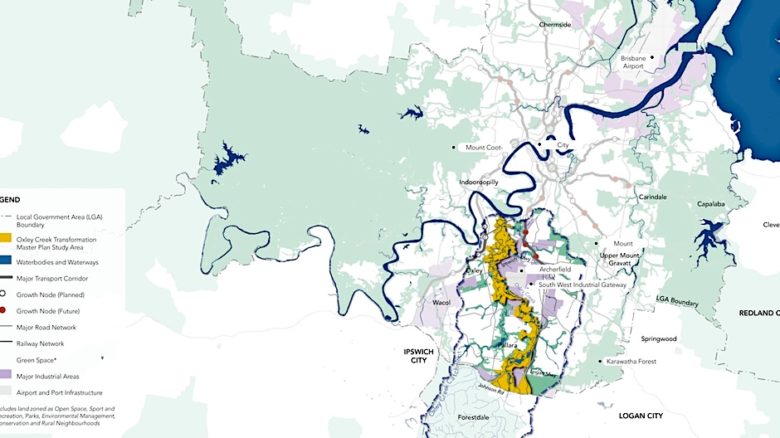 The Oxley Creek Transformation Master Plan is the first milestone in transforming the 20-kilometre Oxley Creek corridor. Image: Lat27