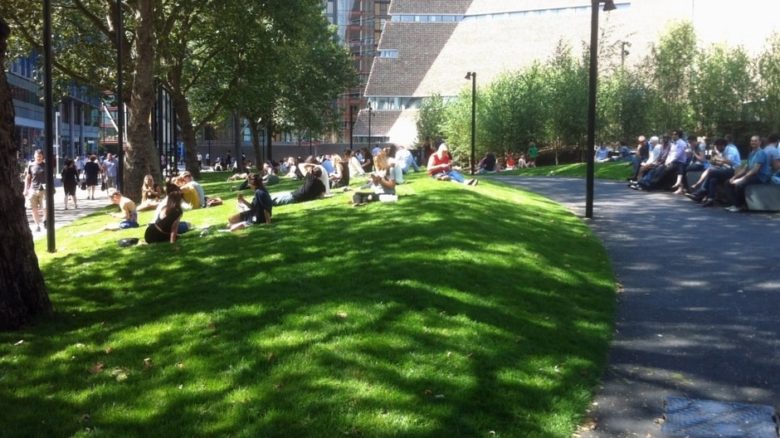 Tate Modern River Work. "But people in England, they need grass! They want to sit on grass. Even really elegant ladies in their mid-seventies, they have a basket and half-an-hour after rain, they are sitting on the grass!" Photo: @VOGT