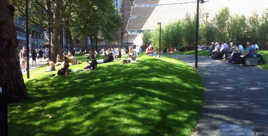 Tate Modern River Work. "But people in England, they need grass! They want to sit on grass. Even really elegant ladies in their mid-seventies, they have a basket and half-an-hour after rain, they are sitting on the grass!" Photo: @VOGT
