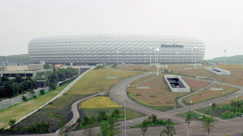 Allianz Arena, Munich where the building and the landscape architecture are mutually dependent. Photo: Christian Vogt