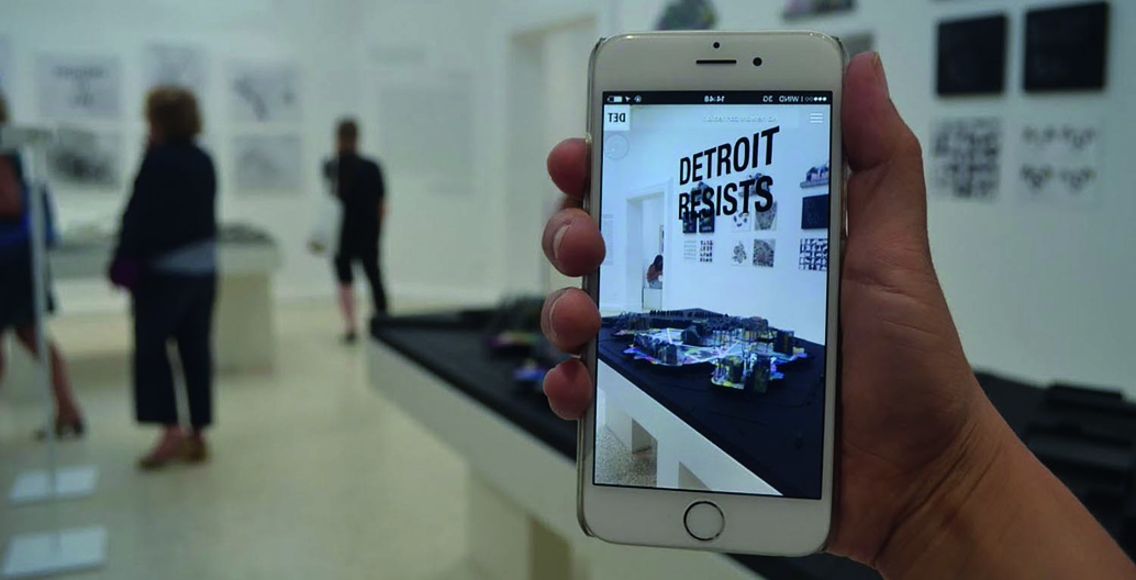 Detroit Resists. View of Digital Occupation of the US Pavilion, Detroit Resists. Venice, Italy. 2016. Image supplied.