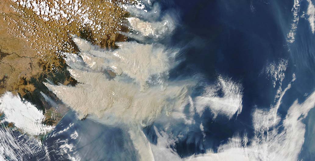 Smoke blankets south eastern Australia, 4 January 2020. Image: NASA