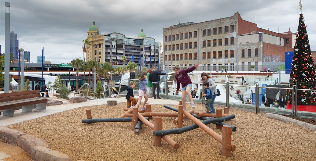 In such a big space, the design team and Council were conscious of having enough "park elements" – such as playgrounds. Photo: John Gollings.