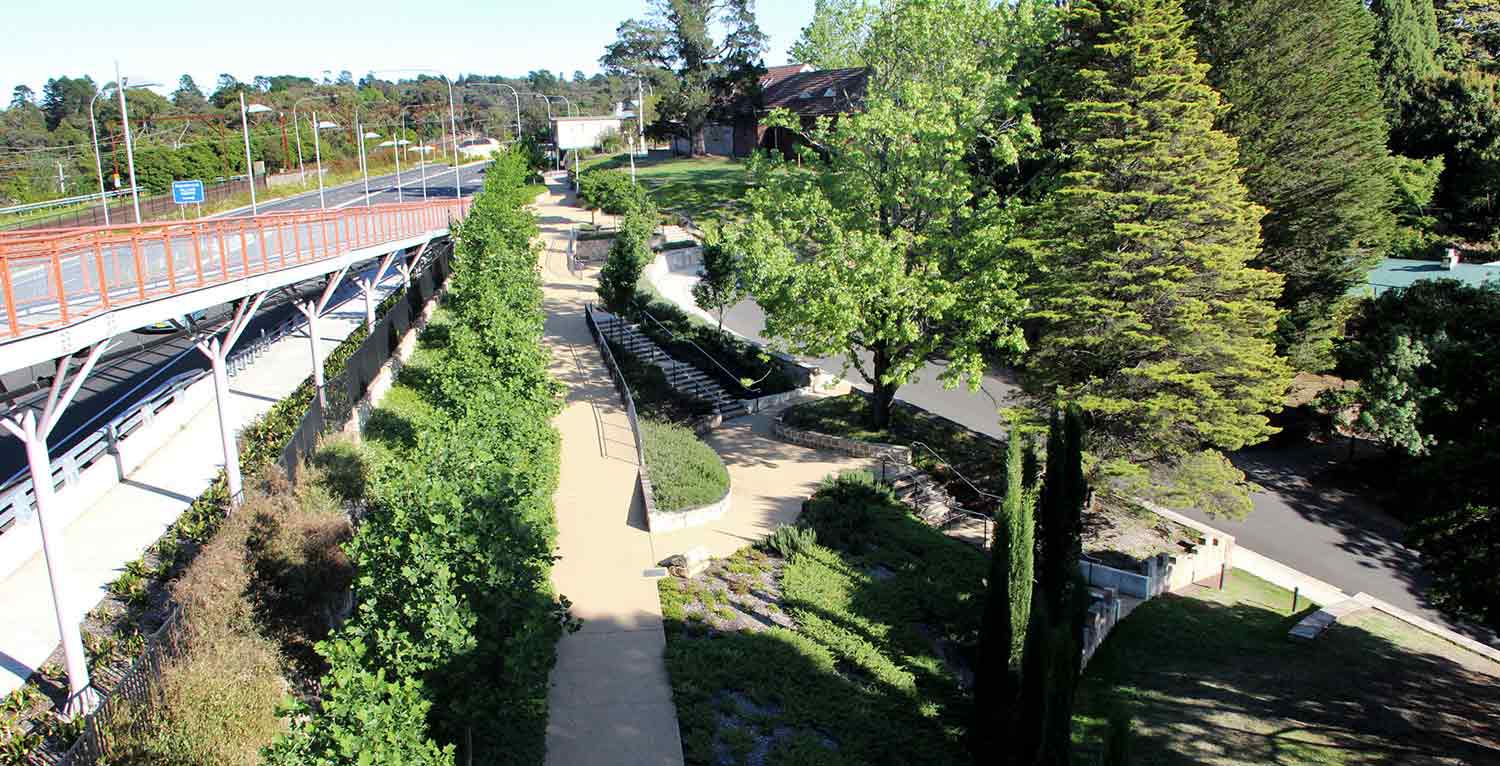 Redevelopment of Memory Park formed a major component of the Highway upgrade through the Blue Mountains west of Sydney. Photo: Corkery Consulting