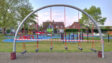 De-activated play equipment in London during the 2020 coronavirus pandemic.