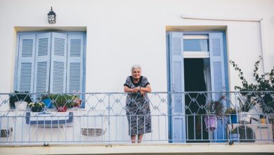 Social distancing restrictions bring threshold spaces into focus as we have conversations at the gate, on the balcony and over the fence. Image: Skiathos, Greece