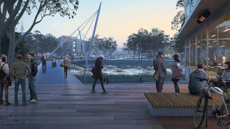 Pedestrian Bridge as part of the ANU Acton Masterplan by Arup