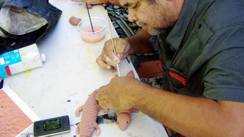 Arnold Smith at an art facilitation workshop for Liyan-ngan Nyirrwa. Image: Vanessa Margetts/Mud Map