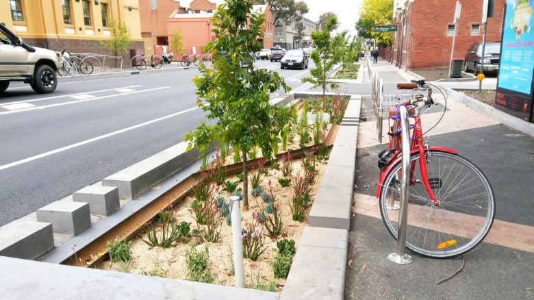 Subtle widening of the footpath along Dawson Street, Brunswick. Image: courtesy of Moreland City Council.