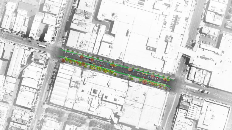 Car parking along Malop Street would be inflected to surrounding streets. Image: Outlines