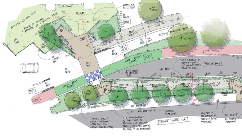 Each design for the individual terminals improved accessibility for passengers including adding formal pathways and bike lanes. Image: Lat27