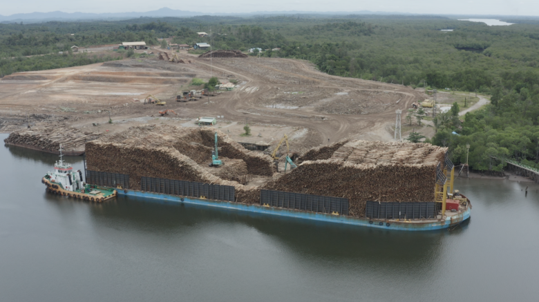 Forest products being loaded in East Kalimantan