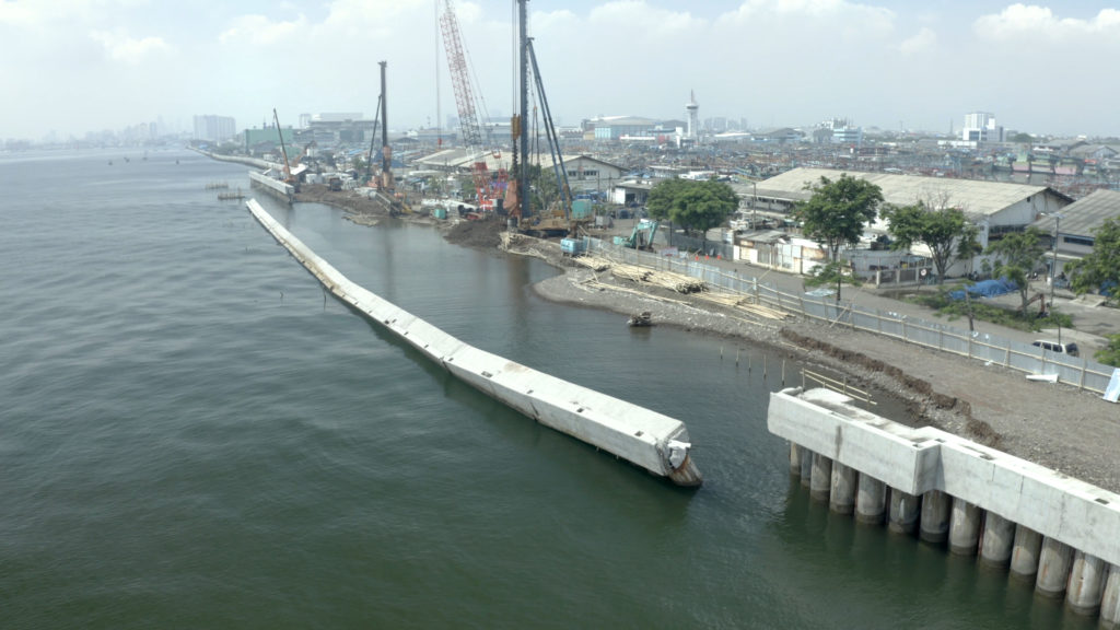 Jakarta sea level wall protection