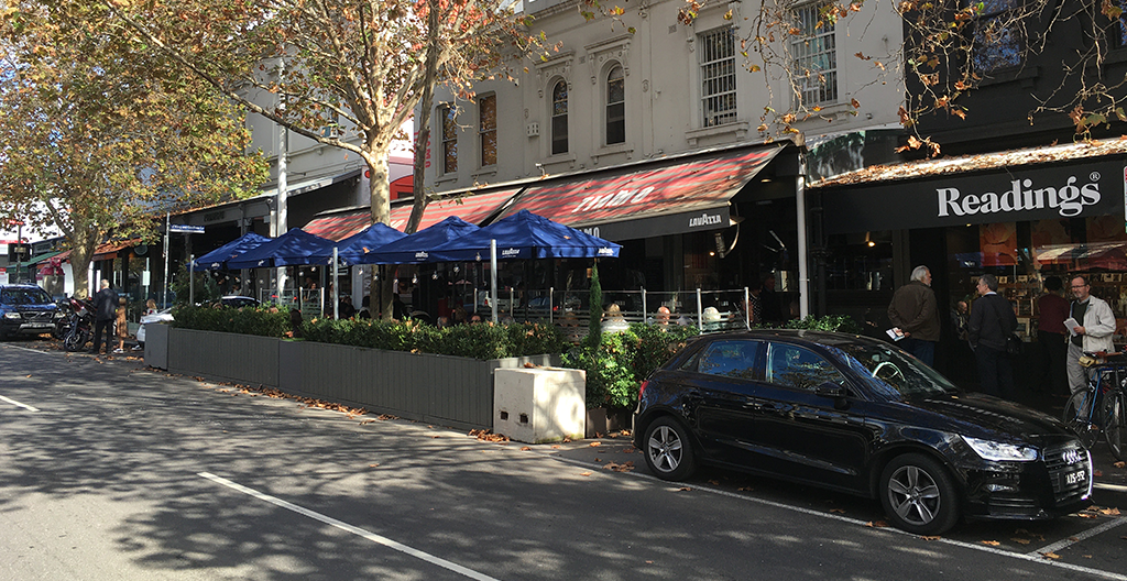 Parklets on Lygon St have been popular with diners.