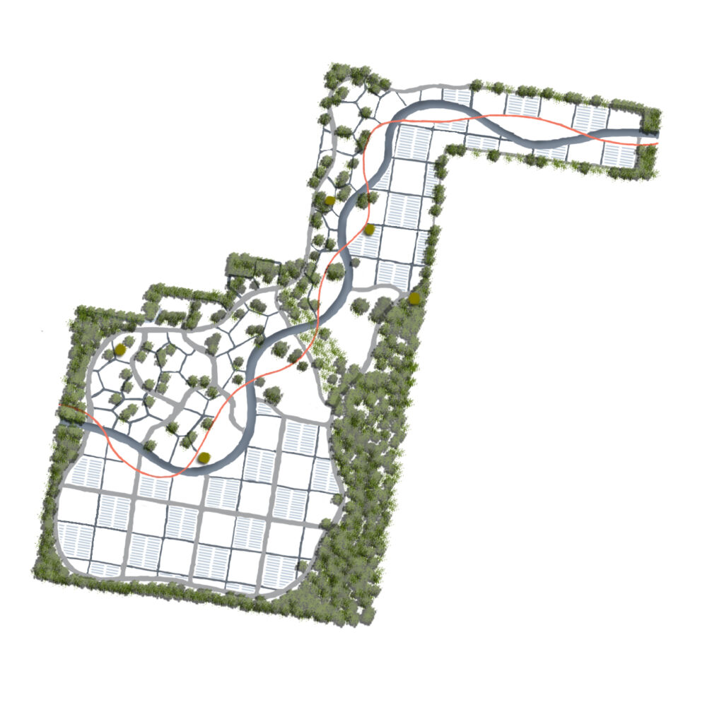 Master plan for the Harkness proposal, featuring the double helix motif. Image: Hamish Coates