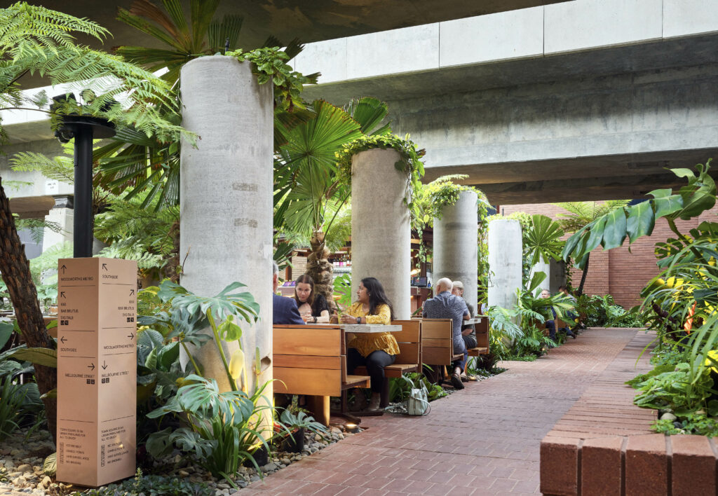 Fish Lane Town Square, winner of 2021 AILA QLD Award of Excellence for Civic Landscape. Photo: Scott Burrows