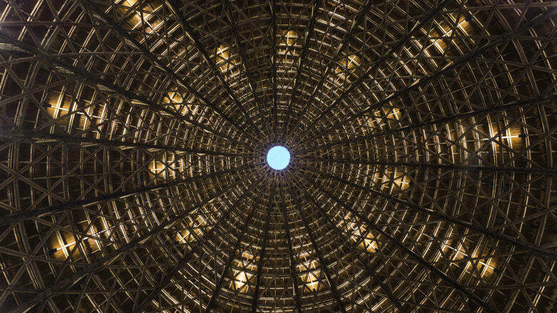 Vo Trong Nghia's Son La Ceremony Dome located in Son La city, Vietnam. The domes have a double layered structure that is punctured to allow natural lighting and ventilation. Image: Hiroyuki Oki