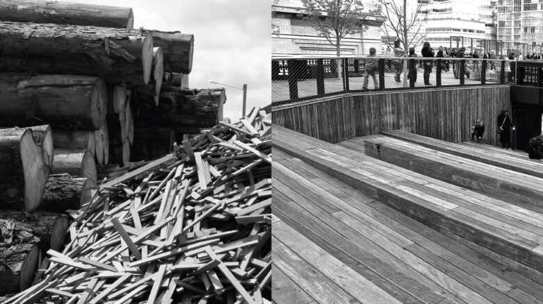 Page from Reciprocal Landscapes. Endangered ipe timber from Para, Brazil to the High Line, 2009.